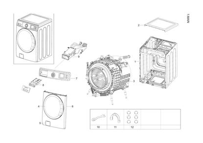 Main Assembly Diagram and Parts List for WF56H9100AV A2-00 Samsung Washer