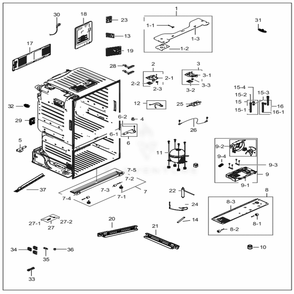 Part Location Diagram of DA64-04152E Samsung Chassis Comp