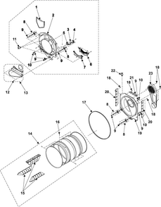 Drum Diagram and Parts List for DV3C6BEW XAA Samsung Dryer