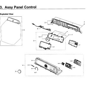Control Panel Diagram and Parts List for WA40J3000AW A2-11 Samsung Washer
