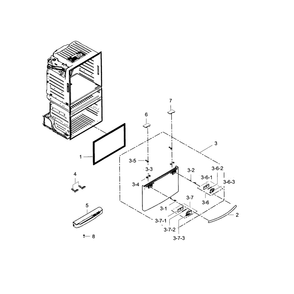 Freezer Door Diagram and Parts List for RF25HMEDBBC AA-03 Samsung Refrigerator
