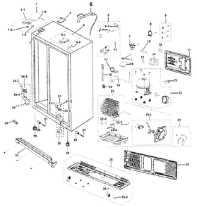 Cabinet Parts Diagram and Parts List for RS263TDWP XAA Samsung Refrigerator