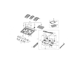 Cooktop Diagram and Parts List for NX58M5600SB AA-00 Samsung Range