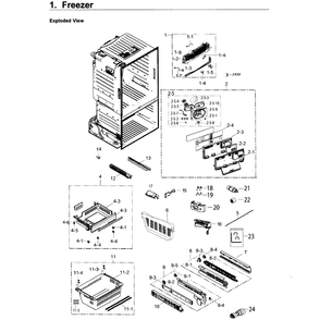 Freezer Diagram and Parts List for RF263BEAEWW AA-0003 Samsung Refrigerator