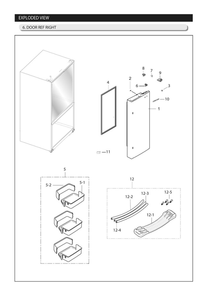 Right Refrigerator Door Parts Diagram and Parts List for RF263BEAESR AA-05 Samsung Refrigerator