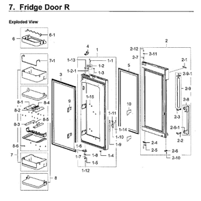 Fridge Door R Diagram and Parts List for RF28K9380SG AA-01 Samsung Refrigerator