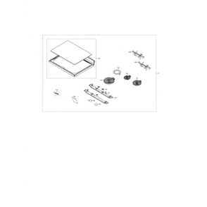Cooktop Diagram and Parts List for NE59N6650SS AA-00 Samsung Range