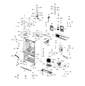 Cabinet Diagram and Parts List for RFG238AARS XAA-0001 Samsung Refrigerator