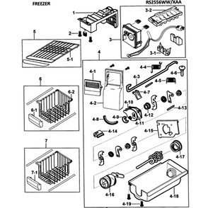 Control Panel Diagram and Parts List for RS2556WW XAA-00 Samsung Refrigerator