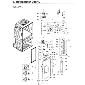 Fridge Door L Diagram and Parts List for RF28JBEDBSR AA-0003 Samsung Refrigerator