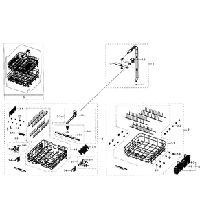 Baskets Diagram and Parts List for DW80J7550UG AA-01 Samsung Dishwasher