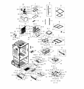 Refrigerator Diagram and Parts List for RF28HDEDBSR AA-0002 Samsung Refrigerator