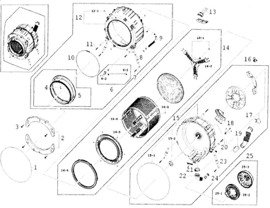 Drum Diagram and Parts List for WF350ANR XAA-0000 Samsung Washer