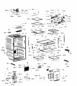 Fridge Diagram and Parts List for RF32FMQDBSR AA-0008 Samsung Refrigerator