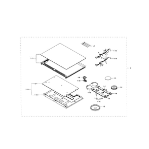 Cooktop Assembly Diagram and Parts List for NE58H9950WS AA-01 Samsung Range