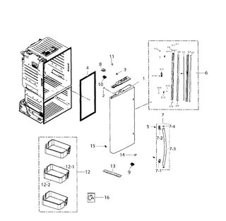 Left Door Diagram and Parts List for RF220NCTASR AA-0001 Samsung Refrigerator