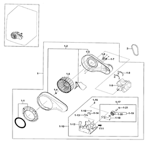 Motor Assy Diagram and Parts List for DV395ETPAWR A1-0000 Samsung Dryer