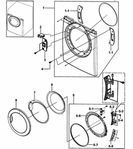 Door Assy Diagram and Parts List for DV316LGW XAA-0000 Samsung Dryer