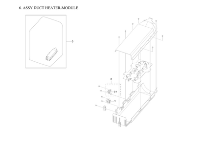 Duct Heater-Module Assembly Diagram and Parts List for DVE55A7300E A3-00 Samsung Dryer