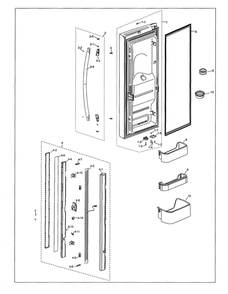 Left Refrigerator Door Diagram and Parts List for RF18HFENBSR US-00 Samsung Refrigerator