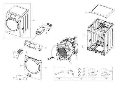 Main Assy Diagram and Parts List for WF457ARGSWR A2-0000 Samsung Washer