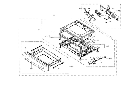 Part Location Diagram of DG94-00512A Samsung Assembly TRIM-PEDESTAL FRONT
