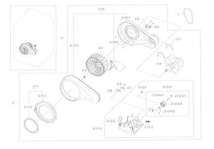 Motor Duct Diagram and Parts List for DV45K7600EW A3-0000 Samsung Dryer