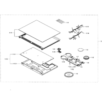 Cooktop Assy Diagram and Parts List for NE58F9710WS AA-0002 Samsung Range