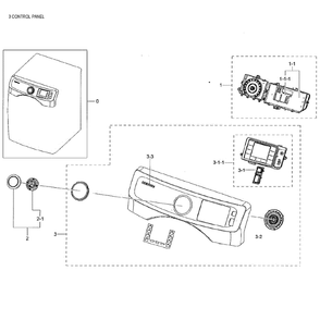 Control Panel Diagram and Parts List for DV42H5000GW A3-02 Samsung Dryer
