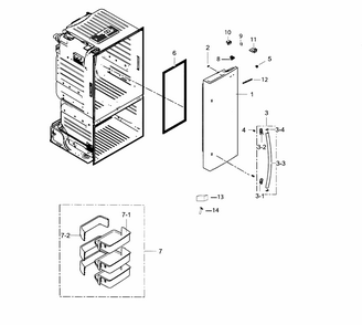 Door R Diagram and Parts List for RF263TEAEWW AA-0002 Samsung Refrigerator