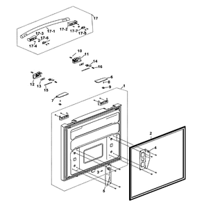 Freezer Door Diagram and Parts List for RF197ACBP XAA-0000 Samsung Refrigerator