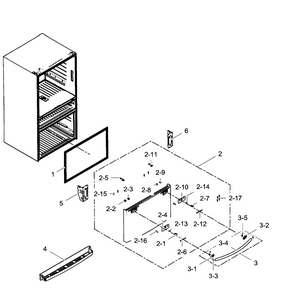 Freezer Door Diagram and Parts List for RF28JBEDBSG AA-0001 Samsung Refrigerator