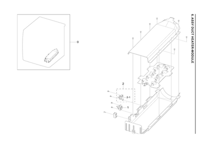 Heater Module Duct Assembly Diagram and Parts List for DVE50A8800V A3-00 Samsung Dryer