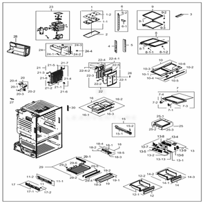 Fridge Diagram and Parts List for RF28HFEDBSR (AA)(0021) Samsung Refrigerator