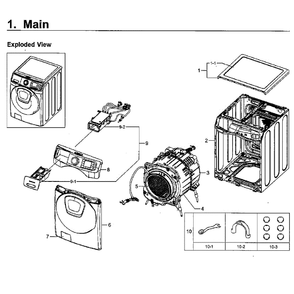 Main Assembly Diagram and Parts List for WF50K7500AV A2-11 Samsung Washer