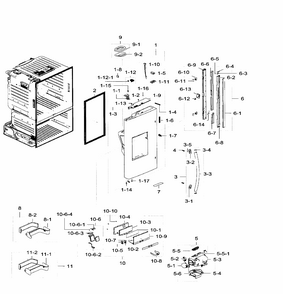 Left Door Diagram and Parts List for RF28HFEDBWW AA-0011 Samsung Refrigerator