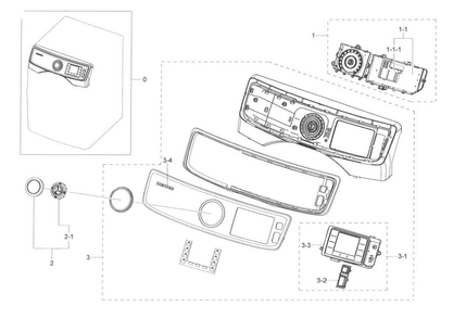 Control Panel Diagram and Parts List for DV45K6500EW A3-0000 Samsung Dryer