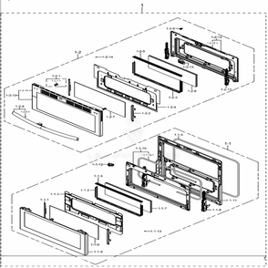 Assembly Door Diagram and Parts List for NE59J7850WG (AA)(0005) Samsung Range