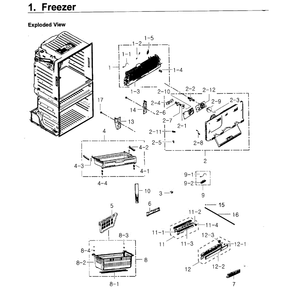 Freezer Diagram and Parts List for RF4267HARS XAA-03 Samsung Refrigerator