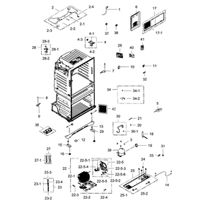 Cabinet Diagram and Parts List for RF25HMEDBBC AA-01 Samsung Refrigerator