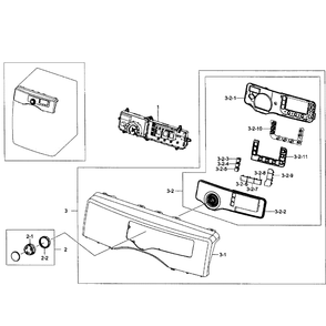Control Panel Diagram and Parts List for DV361GWBEWR A3-01 Samsung Dryer