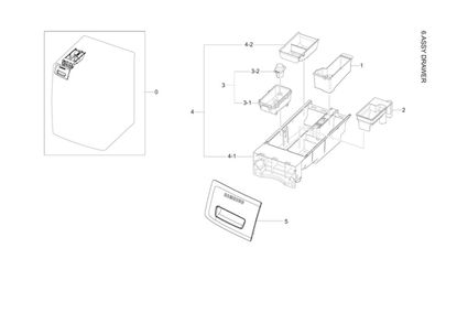 Drawer Assembly Diagram and Parts List for WF56H9100AV A2-00 Samsung Washer