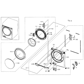 Front Section Diagram and Parts List for WF520ABP XAA-02 Samsung Washer