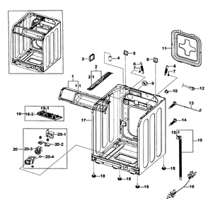 Cabinet Assembly Diagram and Parts List for WF206BNW XAA-00 Samsung Washer