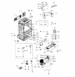 Cabinet Diagram and Parts List for RF28HMEDBSR AA-0009 Samsung Refrigerator