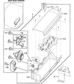 Heater Assy Diagram and Parts List for DV350AEW XAA-0000 Samsung Dryer