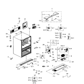 Cabinet Diagram and Parts List for RF31FMEDBWW AA-04 Samsung Refrigerator