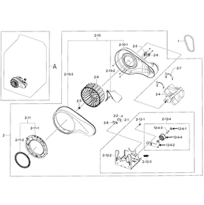Motor Assy Diagram and Parts List for DV50F9A6EVW A2-0000 Samsung Dryer