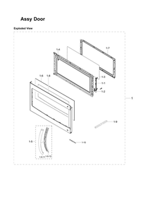Door Assembly Diagram and Parts List for ME16K3000AS AC-00 Samsung Microwave