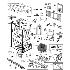Cabinet Diagram and Parts List for RF263BEAESR AA-0000 Samsung Refrigerator